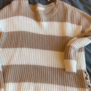 White and brown sweater